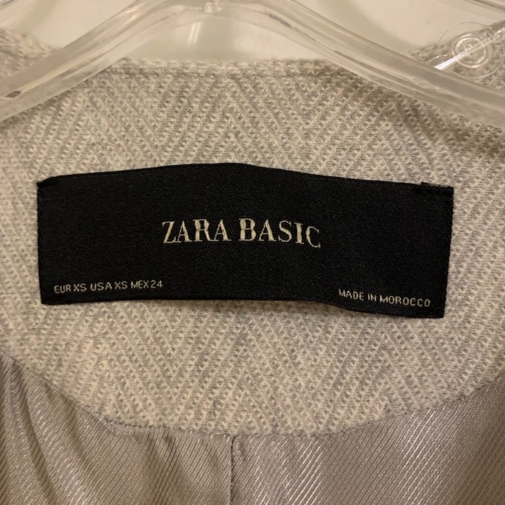 Zara Basic Collection Grey Midi Coat Size Xs - image 6